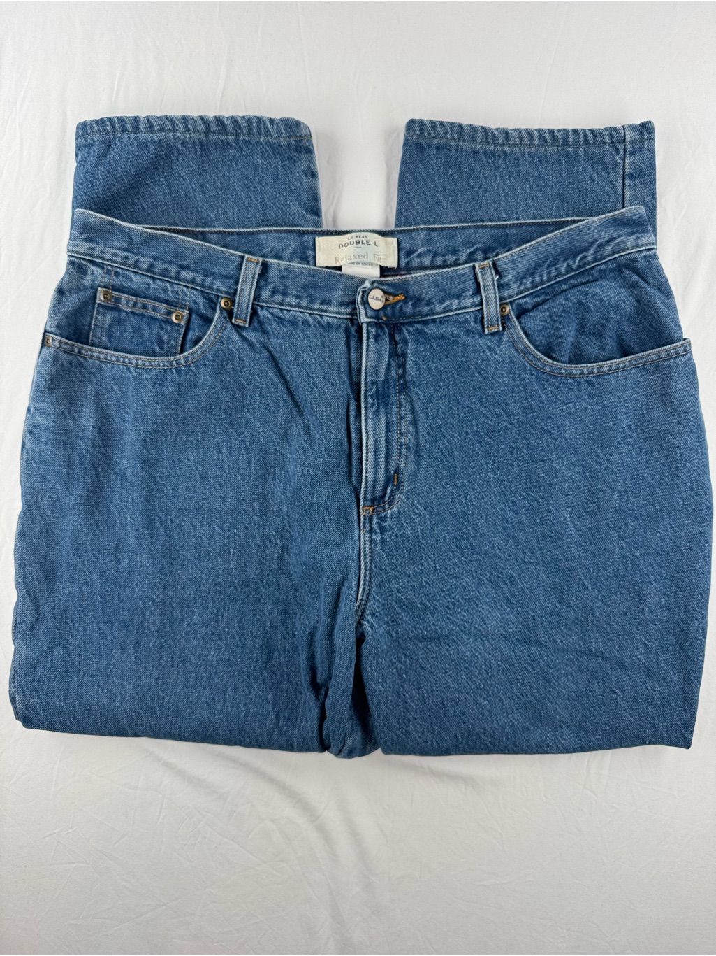 L.L. Bean 100% Cotton Relaxed Fit Flannel Lined Denim Jeans Size 18w